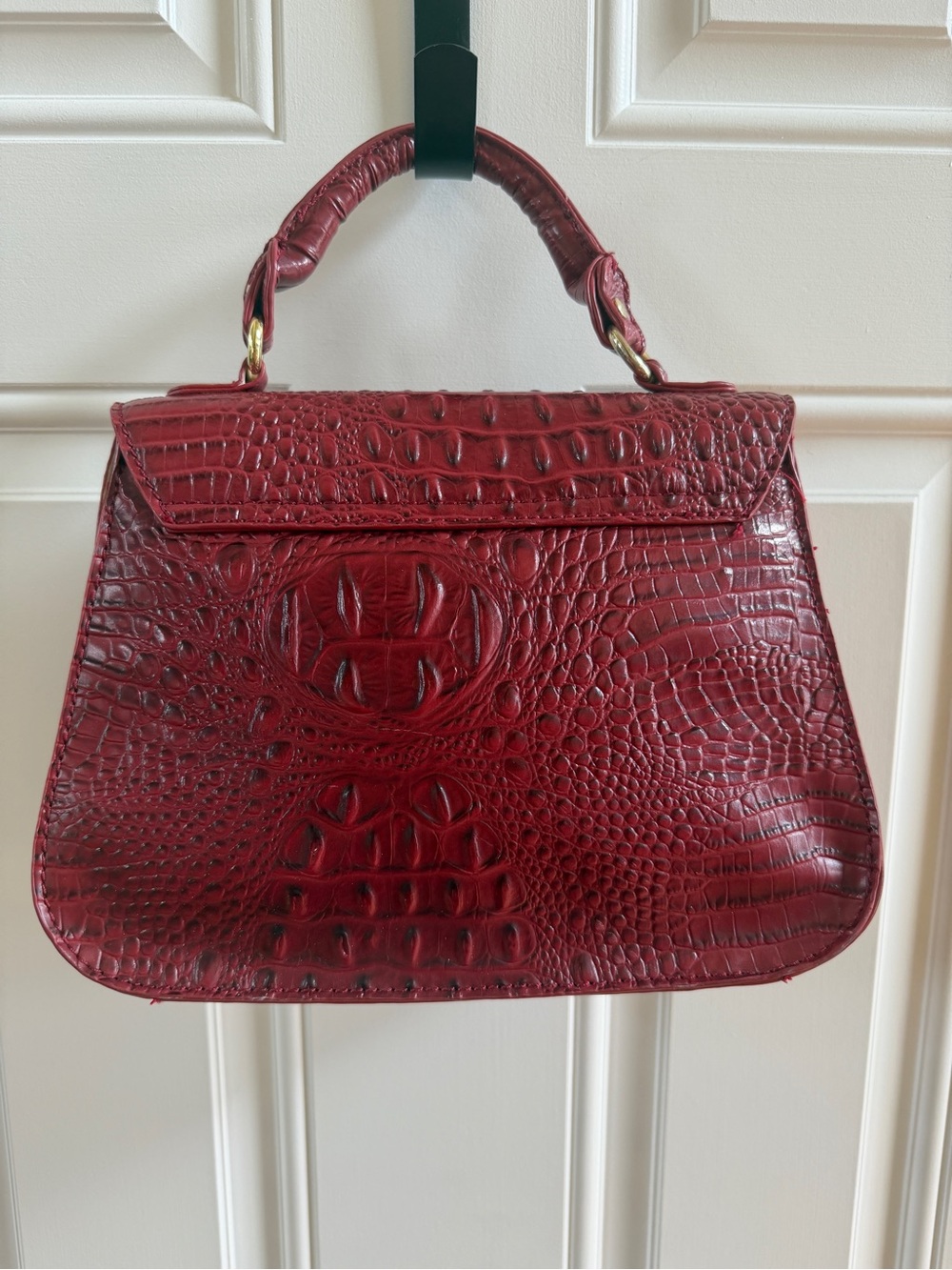 Marc Fisher Croc-Embossed Top-Handle Satchel in Burgundy - Picture 2 of 7